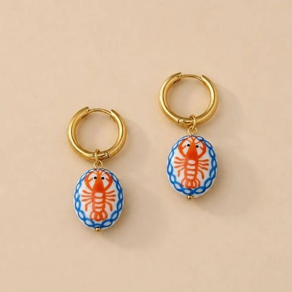 Rooj Jewelry - lobster hoop earrings D64